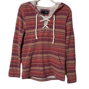 Hurley baja striped lace up beach pullover hoodie